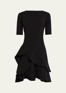 Ruffle Stretch Crepe Dress