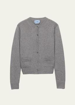 Ribbed Trim Cashmere Cardigan