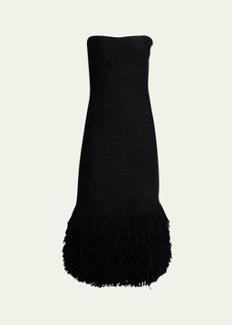 Corus Strapless Fringe Cashmere Maxi Dress