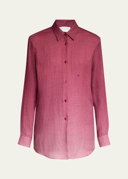 Reyes Ombre Button Down Cashmere Blouse