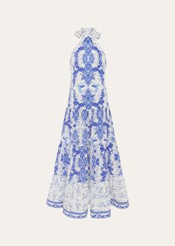 Evelyn Backless Halter Maxi Dress