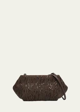 Pleated Mesh Monili Clutch Bag