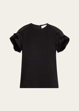 Draped-Sleeve Combo T-Shirt