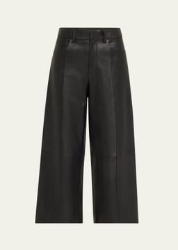 Leather High-Rise Cropped Pants