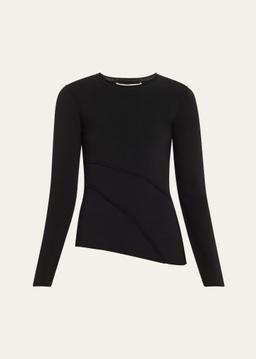 Asymmetrical Seamed Long-Sleeve Sweater