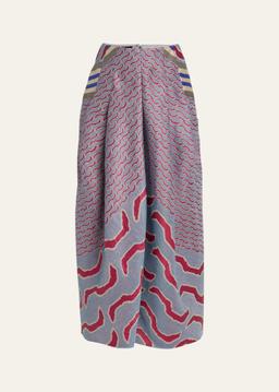 Patterned Jacquard Pleated Maxi Skirt