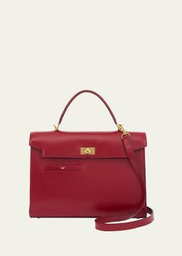 Mortimer Shiny Leather Top-Handle Bag
