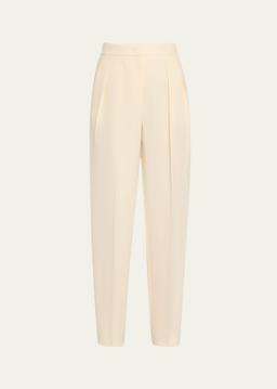 Pleated Cady Straight-Leg Tuxedo Trousers