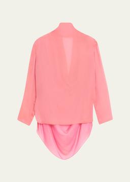 Iridescent Chiffon Cowl Backless Tunic