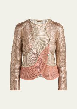Metallic Soutache Two-Tone Leather Jacket