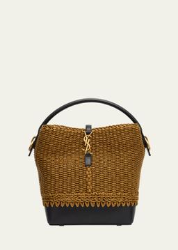 Le 37 YSL Bucket Bag in Raffia and Leather