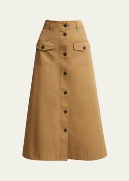 Button Down Midi Skirt