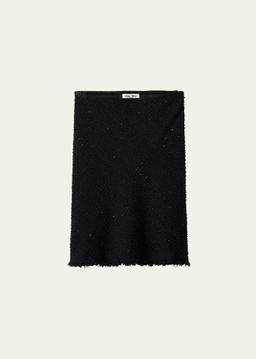 Lurex Wool Frayed Hem Skirt