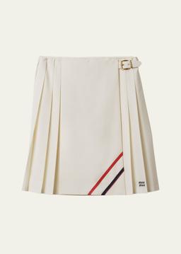 Buckle Pleated Mohair Skirt