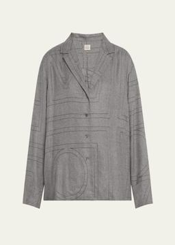 Monogram Flannel Pajama Top