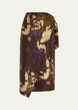 Dritto Abstract Wrap Midi Skirt