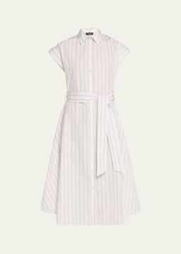 Striped Cotton Poplin Midi Shirtdress