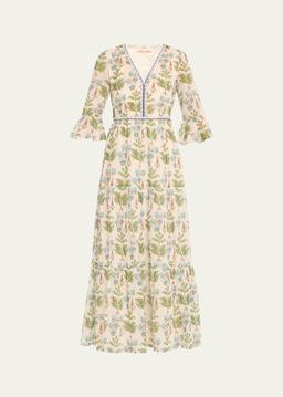 Bella 2 Persian Botanic Print Bell Cuff Dress