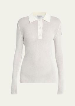 Long-Sleeve Ribbed Polo Shirt