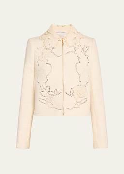 Rose Ladder Stitch Tweed Jacket