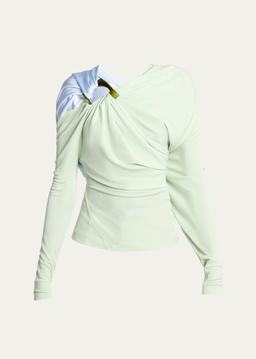 Colorblock Draped Jersey Top