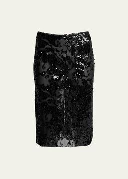 Sequined Straight Skirt