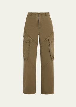 Garment-Dyed Zip-Front Cargo Pants
