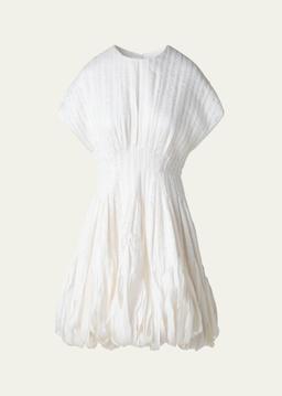 Textured Silk Bubble-Hem Mini Dress