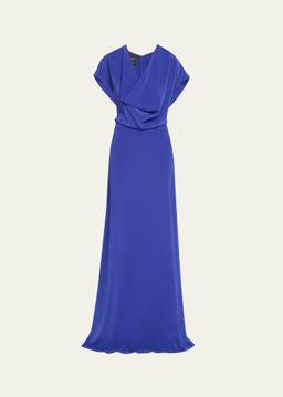 Cowl Neck Trumpet Crepe Gown