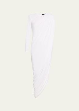 Asymmetric Draped Jersey Dress
