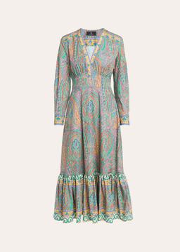 Paisley V-Neck Midi Dress