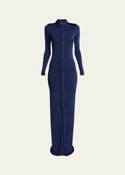 Stretch Maxi Button Down Dress