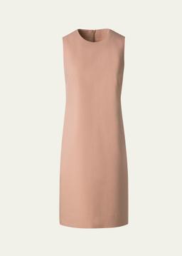 Sleeveless Cotton Crepe Double-Face Sheath Dress