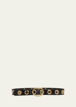 Ursula Stamped Croc-Embossed Leather Belt