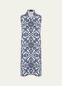 Slim A-Line Sleeveless Shirt Dress With Collar