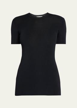 Jannat Classic Fitted Silk Knit Top