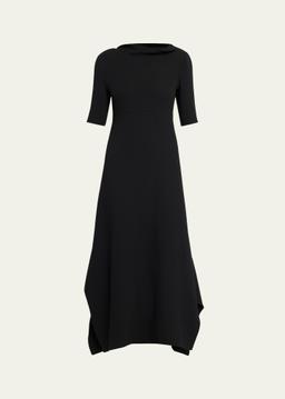 Faede Draped Back Long Silk Dress