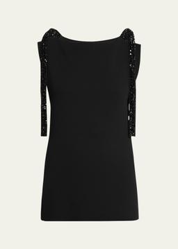 Bozuni Sequined Ribbon Structured Silk Top