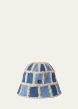Pablo Denim Patchwork Crochet Bucket Hat