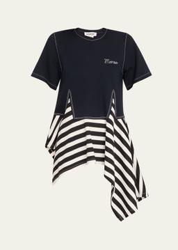 Layered Stripe Logo Peplum Top