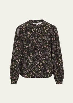 Ashlynn Floral-Print Silk Top