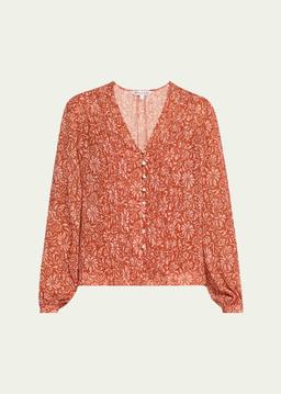 Calvin Printed Long-Sleeve Blouse