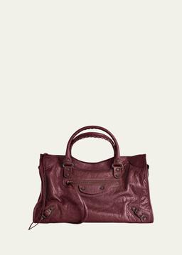 Le City Medium Crinkled Leather Top-Handle Bag