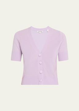 Solene Short-Sleeve Cashmere Cardigan