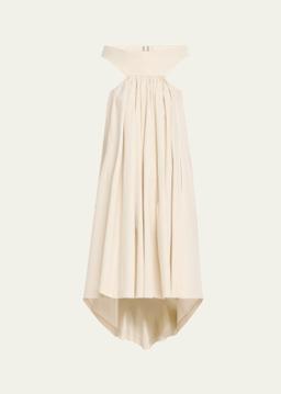 Chalice Cutout Gathered High-Low Midi Dress