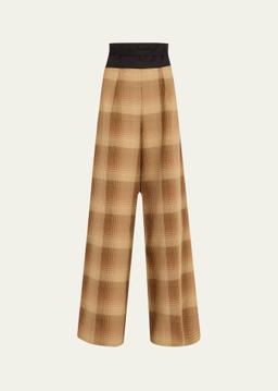 Plaid Tie Palazzo Pants
