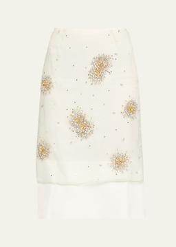 Beaded Organza Triumph Midi Skirt