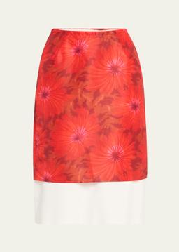 Floral Print Viscose Twill Antille Skirt