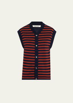 Kamau Stripe Front Sleeveless Wool Cardigan