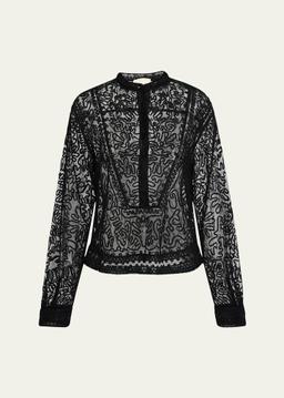 Esme Sheer Embroidered Blouse